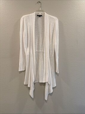 INC International Concepts White Draped Open-Front Cardigan